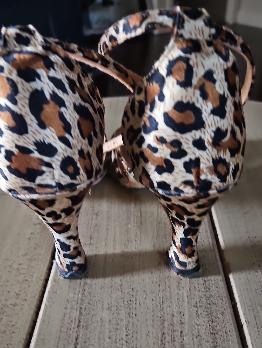 Leopard Print Strappy Women’s Heels - Brown - Picture 4 of 7